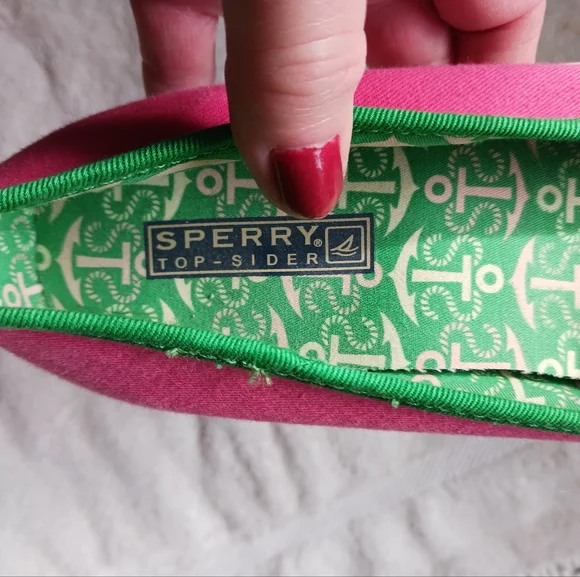 Sperry top sider Flats 7 pink heart nautical print - Picture 3 of 12